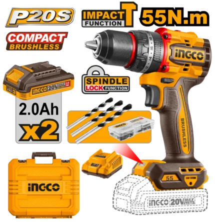 Perceusevisseuse 20V 55Nm 2Batt S/Chrb+47 Access