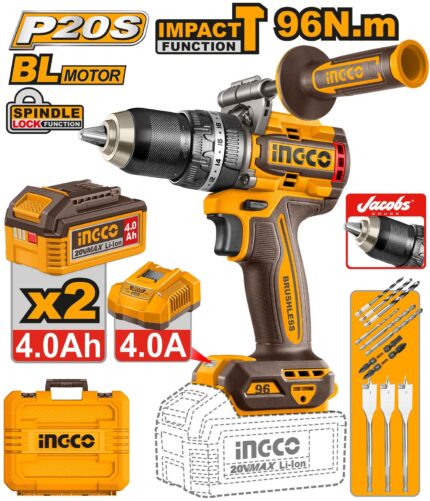 Visseuse à percussion sans fil  Brushless 20V 96Nm 2 Batt 4Ah Et 1 Chargeur