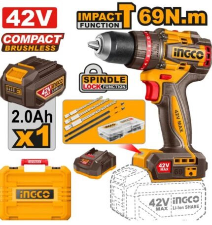 Perceuse À Percussion Sans Fil Compact Brushless 69N.M 42V