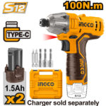 visseuse à percussion sans fil 12V 100 Nm avec 2 Batt Coniques 1,5 A sans Chargeur
