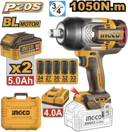 Clé à chocs 20V  2Batt 4A Brushless 1050Nm