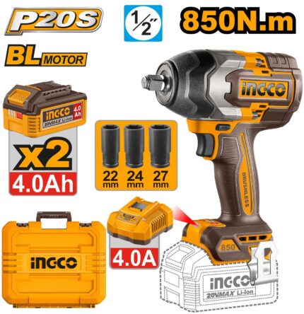 Boulonneuse à choc20V 850 Nm 2Batt 4A sans charbons