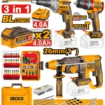 Pack De 3Machines Visseuse 66Nm +Visseuse Pour Cloisons +Marteau 26Mm +2Batteries 4Ah