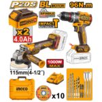 Pack 2 Machine Meuleuse /Visseusseuse 20 V +10Accessoires Ingco