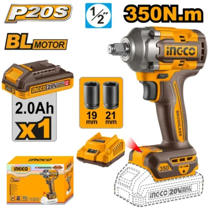 Boulonneuse à choc sans charbons 20V 1/2" 350 Nm 1Batt 2Ah et 1 Chargeur