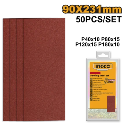 Jeu feuilles abrasives ponçage 50pcs 90*231mm