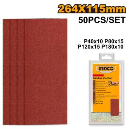 Jeu feuilles abrasives ponçage 50pcs 264*115mm