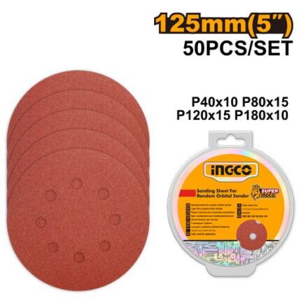 Jeufeuilles abrasives ponceuse orbitale50pcs 125mm