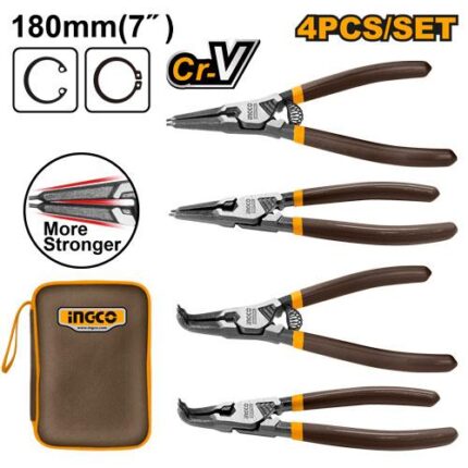 Jeu de 4 pinces circlips en acier de carbone