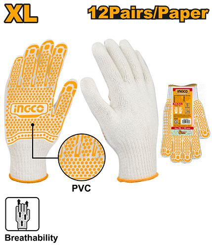 Gants tricotés avec points en PVC  XL