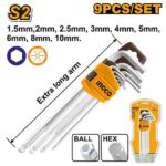 Clés mâles Hex Extra long Set de 9 pièces 1.5-10mm