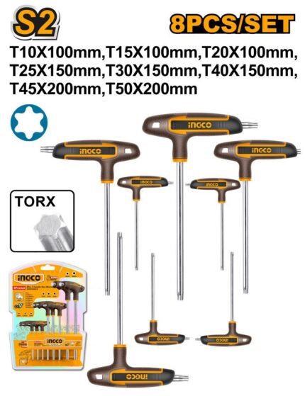 Jeu 8 clés Torx à poignée en T