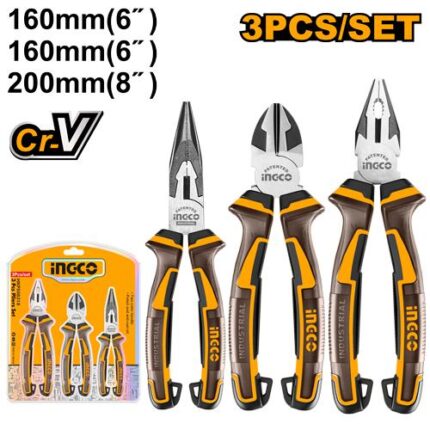 Set de 3 pinces universelle 200mm +diagonale 160mm +bec long 160mm