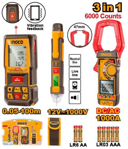 Pack De 3 Apareils Telemetre Laser+Detecteur+Multimetre Co
