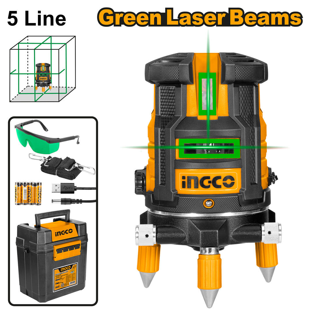 HLL305205_1 Laser Linéaire 1 ligne horizontale et 4 lignes verticales Laser Vert 0-30M – Image 1