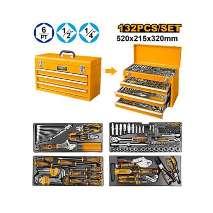 Boîte à outils 3 tiroirs 132pcs