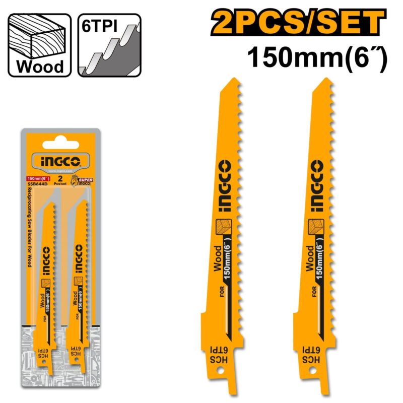 2 Lames scie sabre pour bois – 150mm*19mm*1