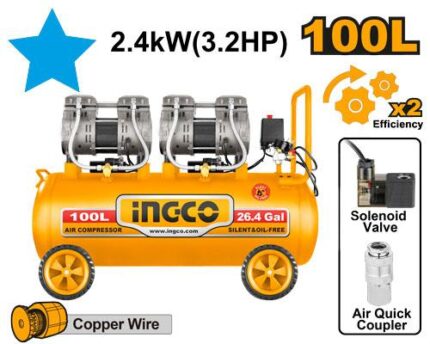Compresseur Silencieux 100L 2×1200W （3.2HP)
