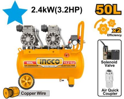 Compresseur Silencieux 50L 2×1200W（3.2Hp）