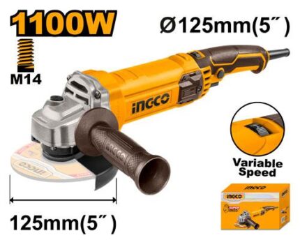 Meuleuse 125Mm 1100 W avec Variateur de Vitesse Ingco