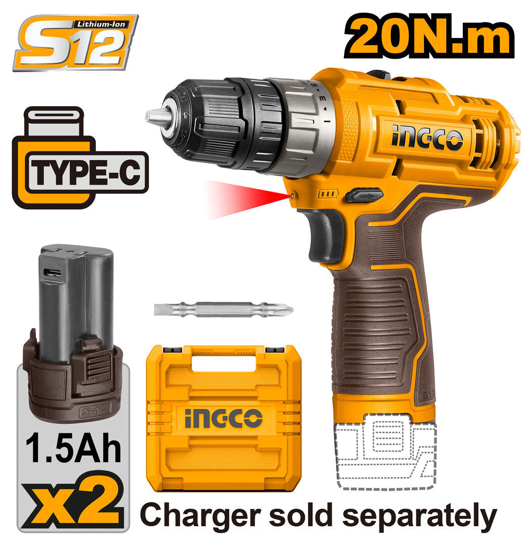 CDLI12202_181 Visseuse 12V 20Nm TypeC 2 batteries Coniques – Image 1