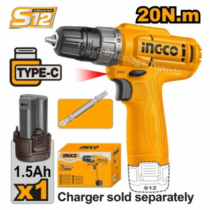 Visseuse 12V A 1 Batterie Conique 1.5Ah  Ingco