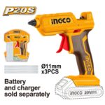 Pistolet à colle 20v (sans batterie/sans chargeur)+3pcs