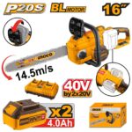 Tronçonneuse à chaîne 20V  Brushless 2BAT 4Ah 16" 400mm