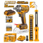 Pack Boulonneuse À Choc Sans Charbons 400Nm 20V