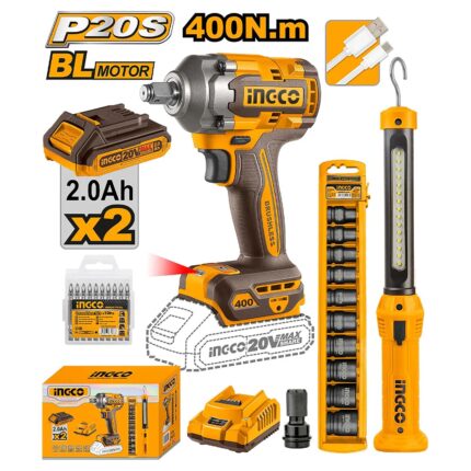 Pack Boulonneuse À Choc Sans Charbons 400Nm 20V