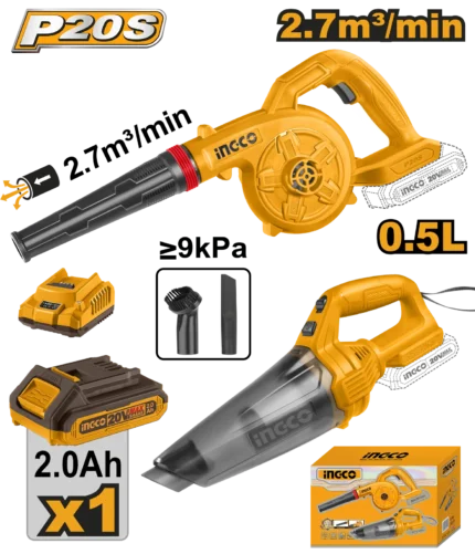 Pack De 2 Machines Aspirateur+Soufleur 20V Ingco