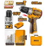 Perceuse à percussion 16V sans fil compacte sans balais 60NM