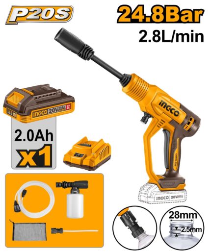 Nettoyeur 20V +1Bat +Chargeur 2Ah Ingco