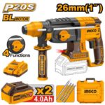 Marteau perforateur 26mm 20V + 2Batteries 4Ah