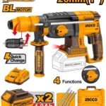 Marteau perforateur Sans Charbons 26mm 20V+2Batt 4Ah avec mandrin sans clé