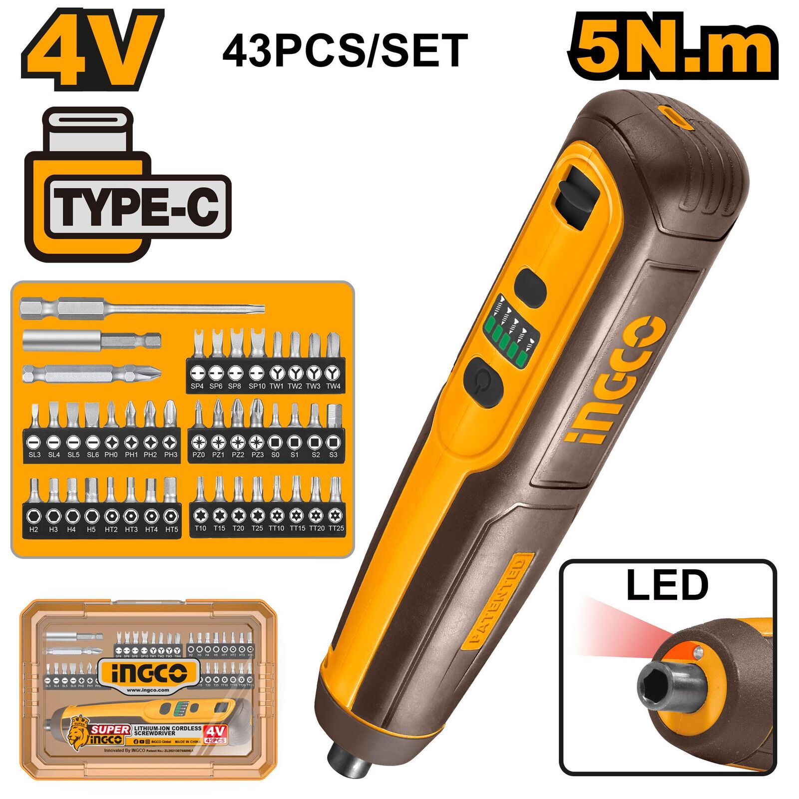 CSDLI04062_166 Tournevis sans fil 4V avec 40 Accessoires – Image 1