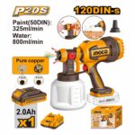 Pistolet Peinture 20V 800Ml/Min 1Batterie 2.0Ah +Chargeur Ingco