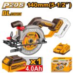 Scie Circulaire 20V 140mm Brushless
1 batterie 4 Ah
1 chargeur