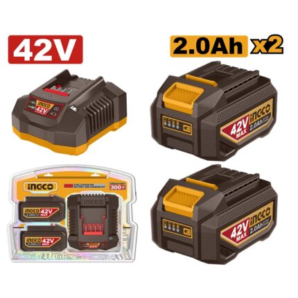Kit batterie et chargeur lithium-ion 42v contenant 2 batteries 2Ah lithium-ion (FBLI42201)
Avec 1 chargeur (FCLI42021)