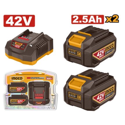 Kit batterie et chargeur lithium-ion 42v 2 batteries 2,5 Ah lithium-ion (FBLI42251)
Avec 1 chargeur (FCLI42021)