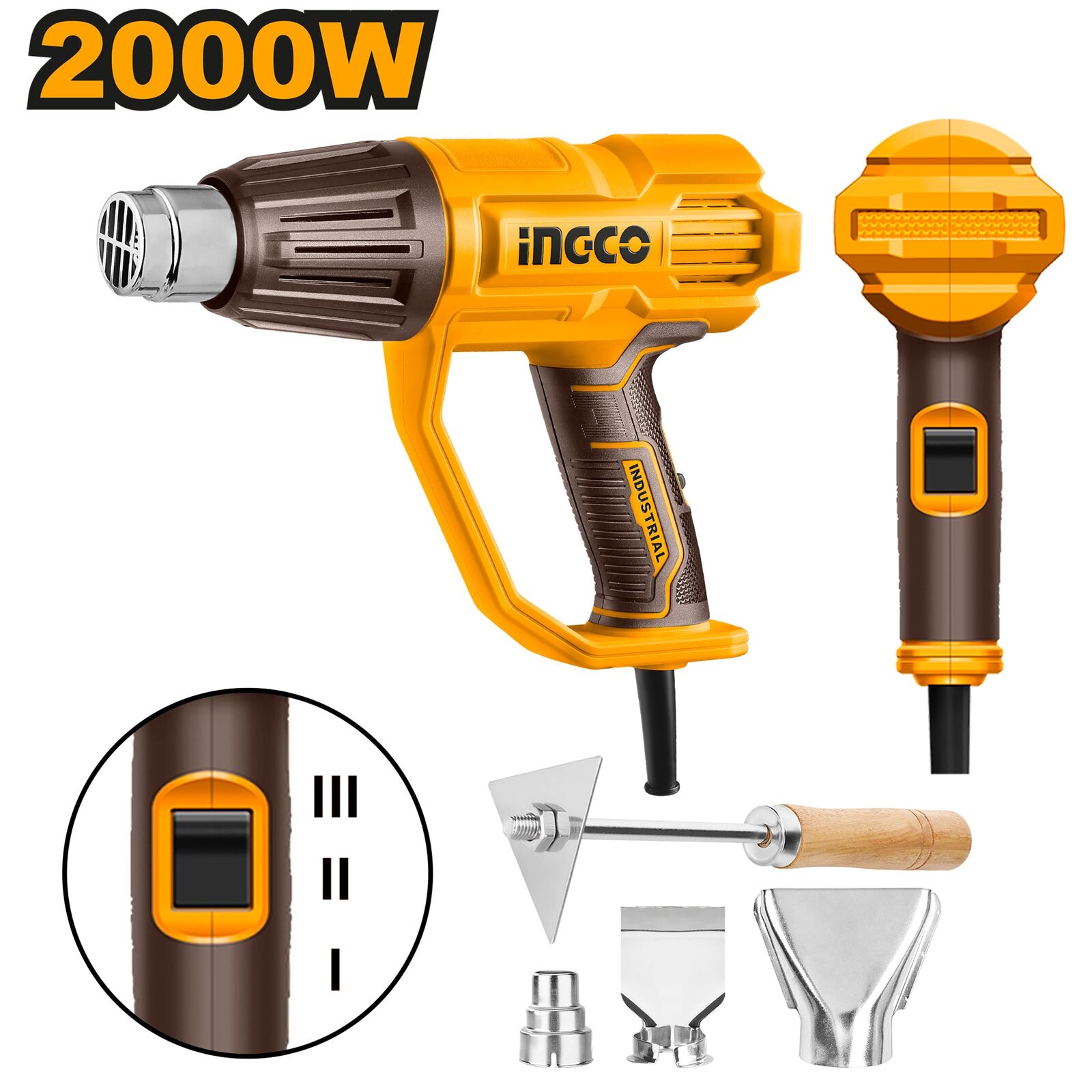 HG200078_278 Décapeur thermique 2000W+3buses+1racleur SI – Image 1