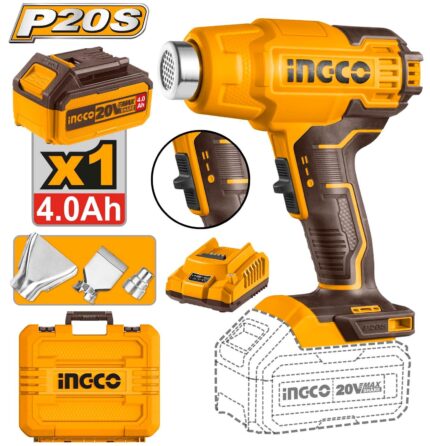 Décapeur thermique  20V+1Batt4Ah+3accessoires