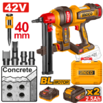 Cloueur À Béton 42V 19 à 40mm Avec 2 Batt 2,5Ah Et 1 Chargeur